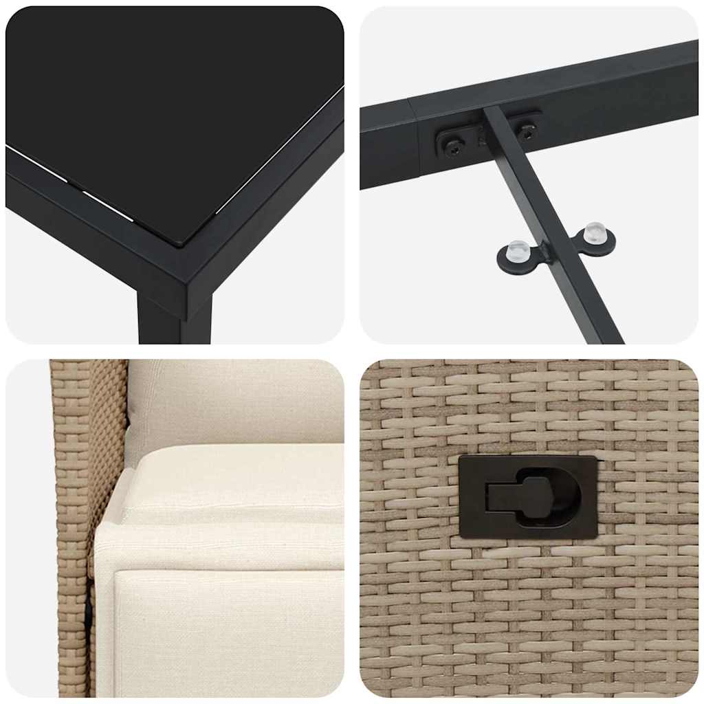 Ensemble de salle à manger pour jardin 3 pcs Beige polyrotin - XIOS