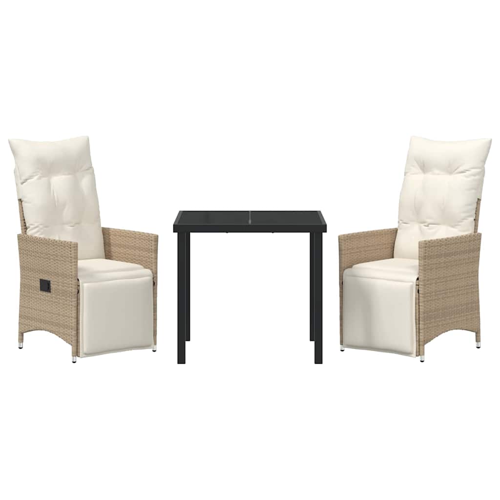 Ensemble de salle à manger pour jardin 3 pcs Beige polyrotin - XIOS