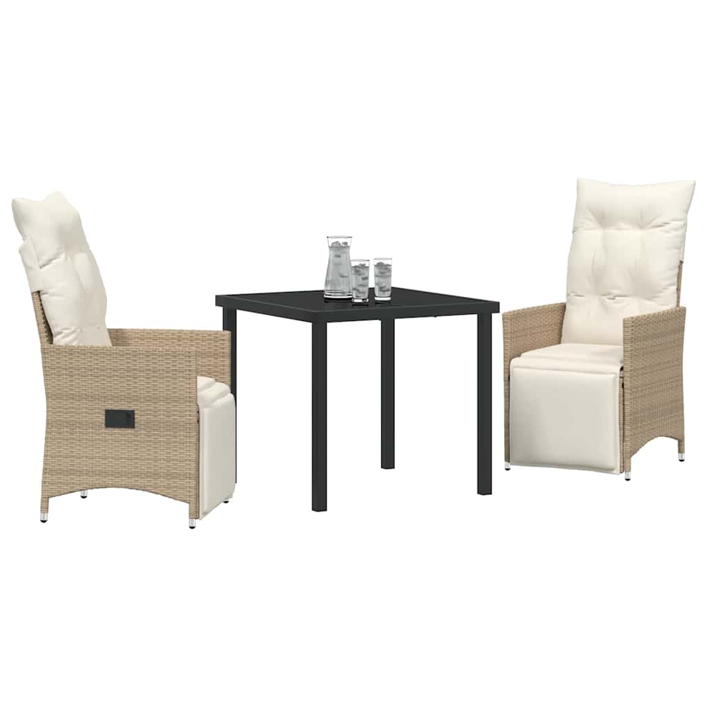 Ensemble de salle à manger pour jardin 3 pcs Beige polyrotin - XIOS