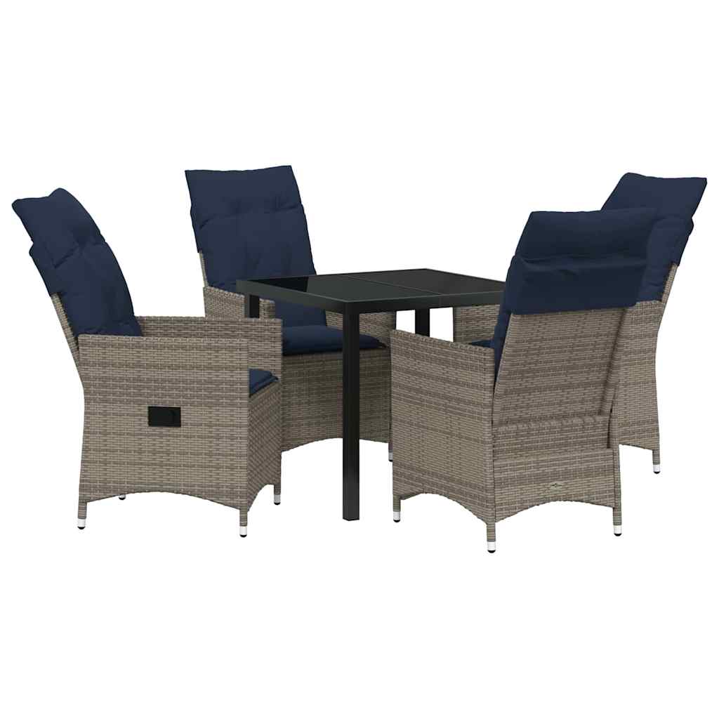Ensemble table et chaises avec coussin 5 pcs Gris Rotin PE - XIOS
