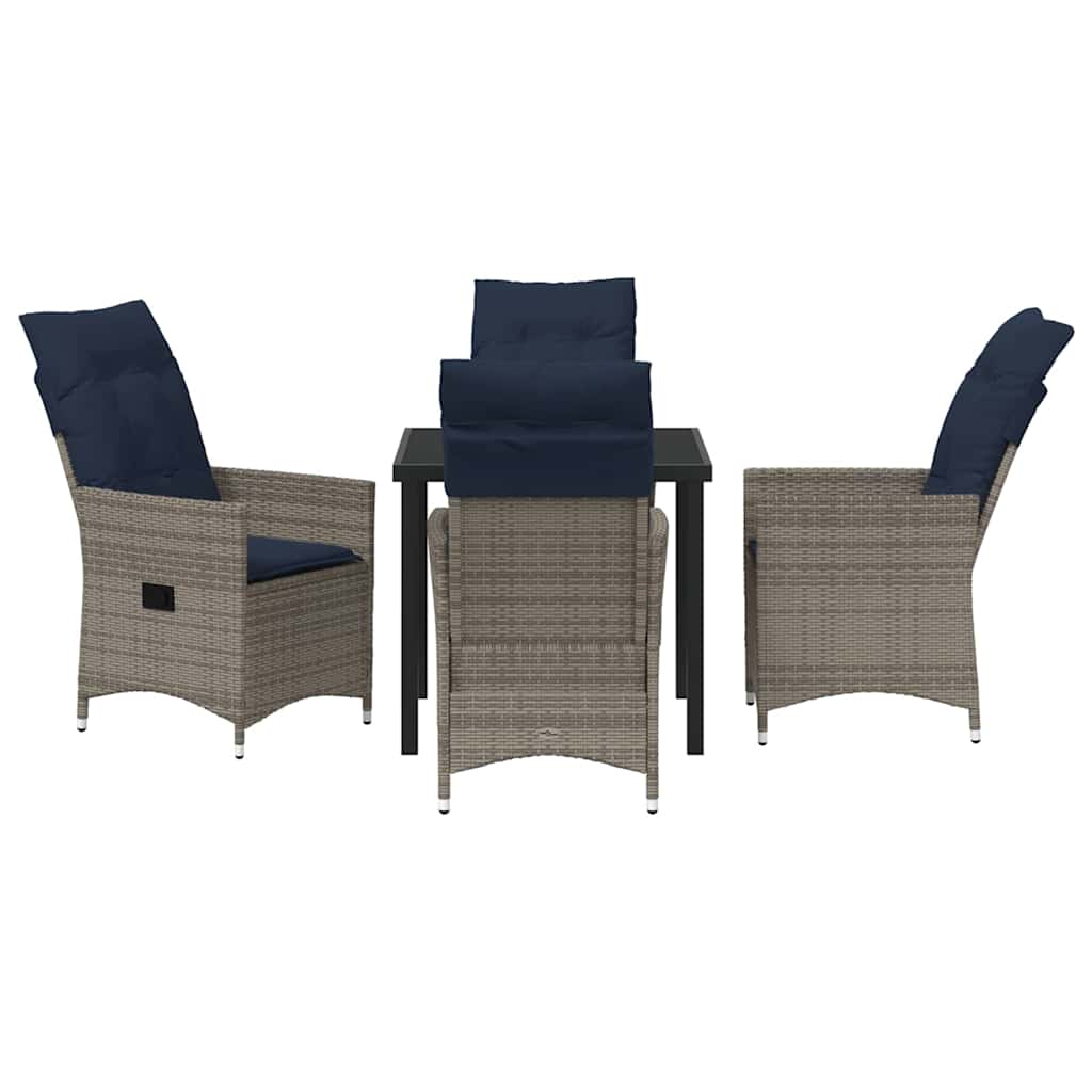 Ensemble table et chaises avec coussin 5 pcs Gris Rotin PE - XIOS