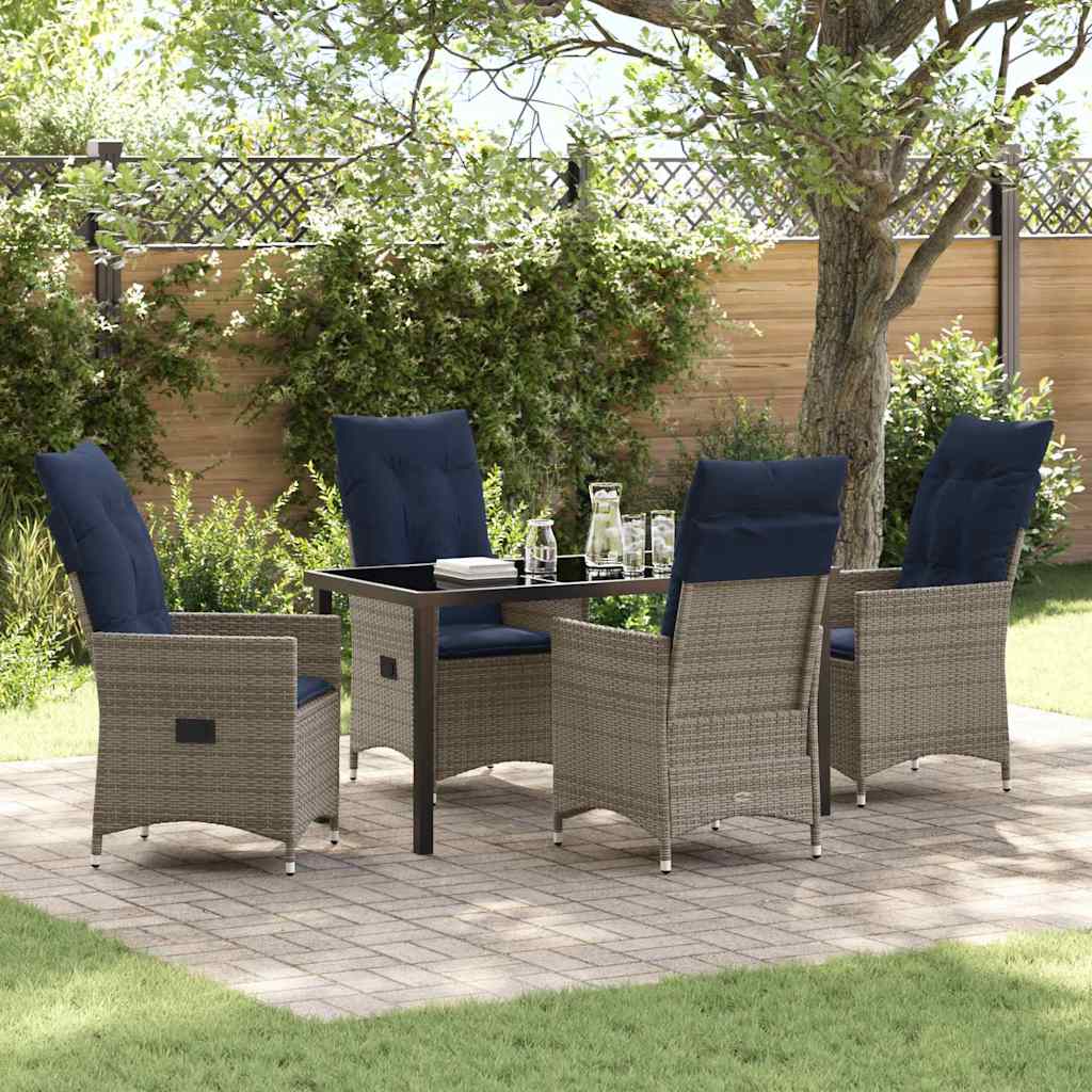 Ensemble table et chaises avec coussin 5 pcs Gris Rotin PE - XIOS