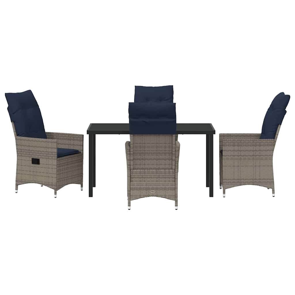 Ensemble table et chaises avec coussin 5 pcs Gris Rotin PE - XIOS