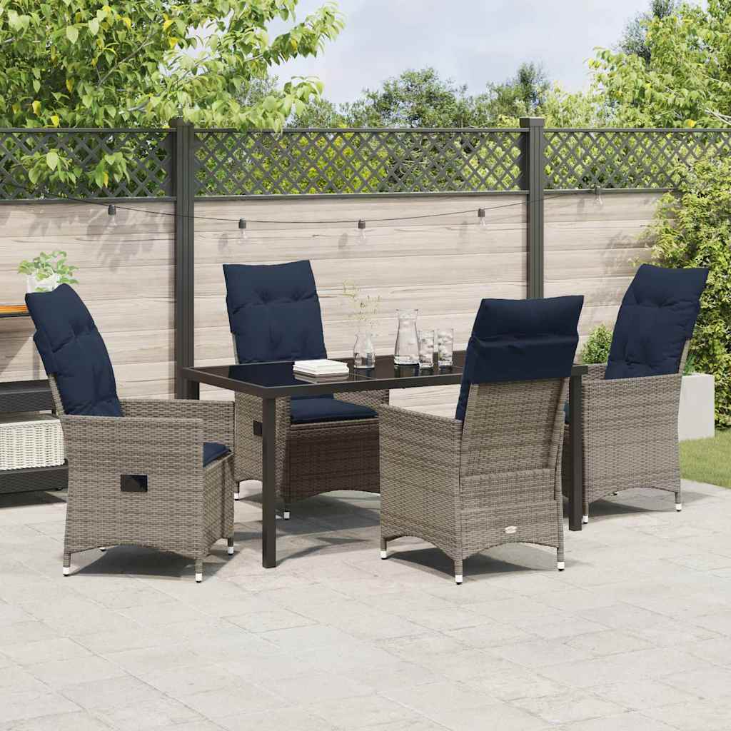 Ensemble table et chaises avec coussin 5 pcs Gris Rotin PE - XIOS