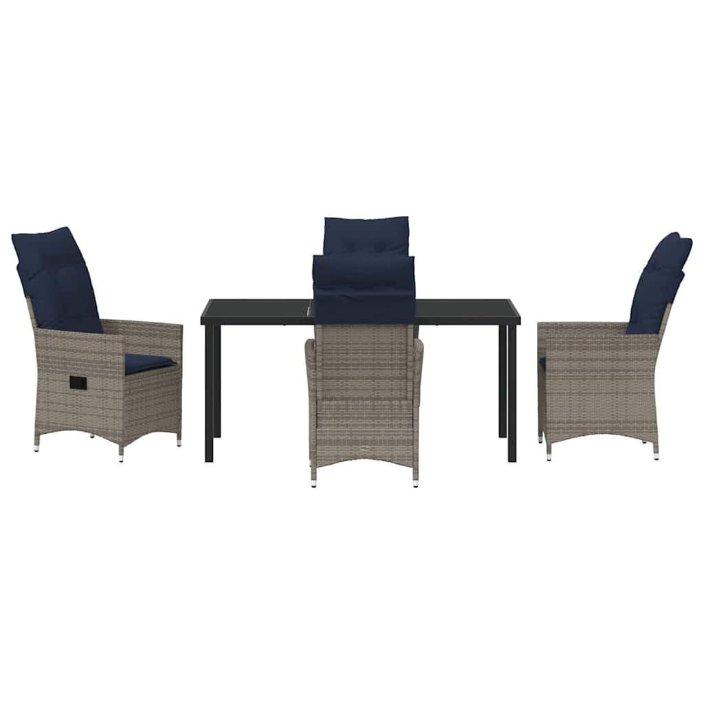 Ensemble table et chaises avec coussin 5 pcs Gris Rotin PE - XIOS