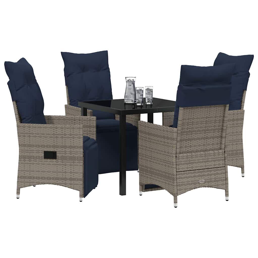 Ensemble table et chaises avec coussin 5 pcs Gris Rotin PE - XIOS