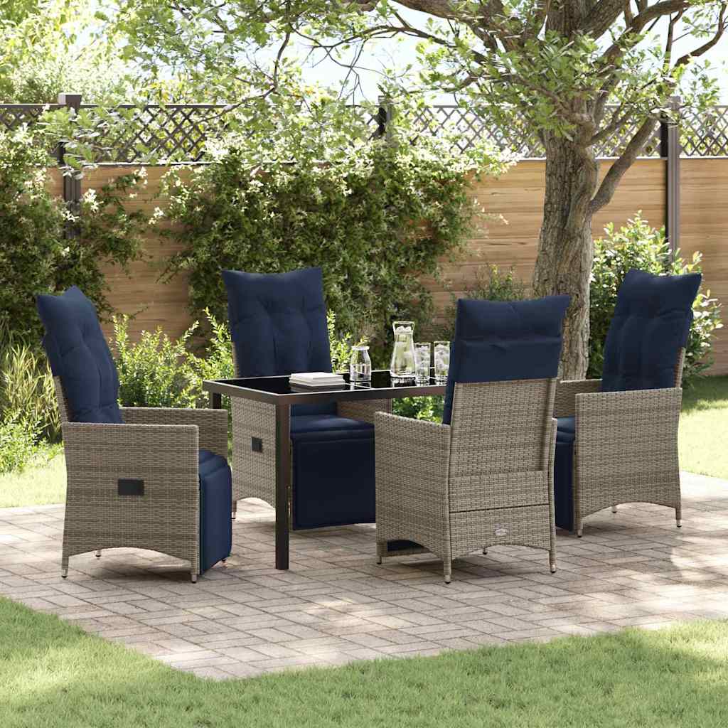 Ensemble table et chaises avec coussin 5 pcs Gris Rotin PE - XIOS