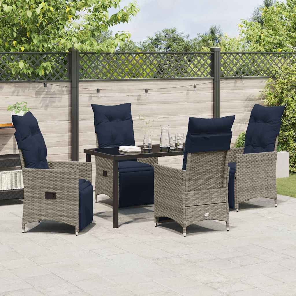 Ensemble table et chaises avec coussin 5 pcs Gris Rotin PE - XIOS