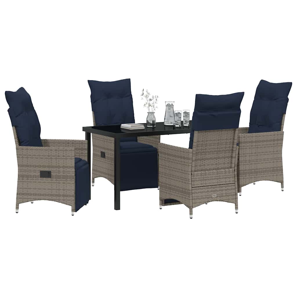 Ensemble table et chaises avec coussin 5 pcs Gris Rotin PE - XIOS