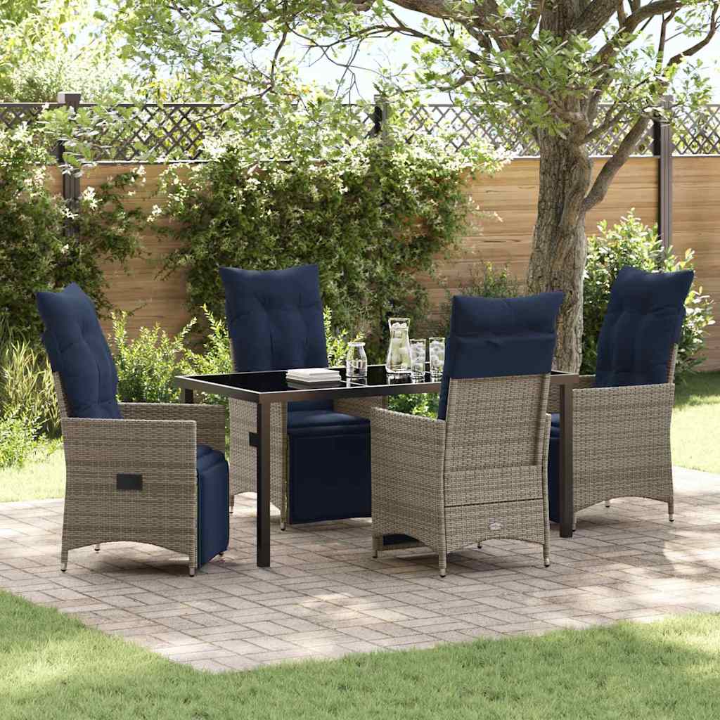 Ensemble table et chaises avec coussin 5 pcs Gris Rotin PE - XIOS