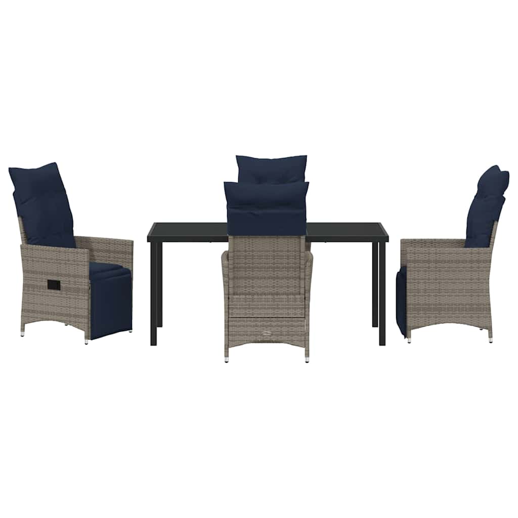 Ensemble table et chaises avec coussin 5 pcs Gris Rotin PE - XIOS