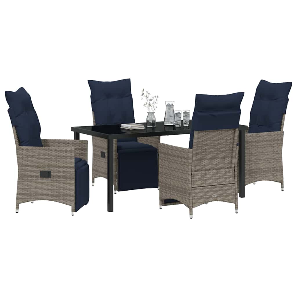 Ensemble table et chaises avec coussin 5 pcs Gris Rotin PE - XIOS
