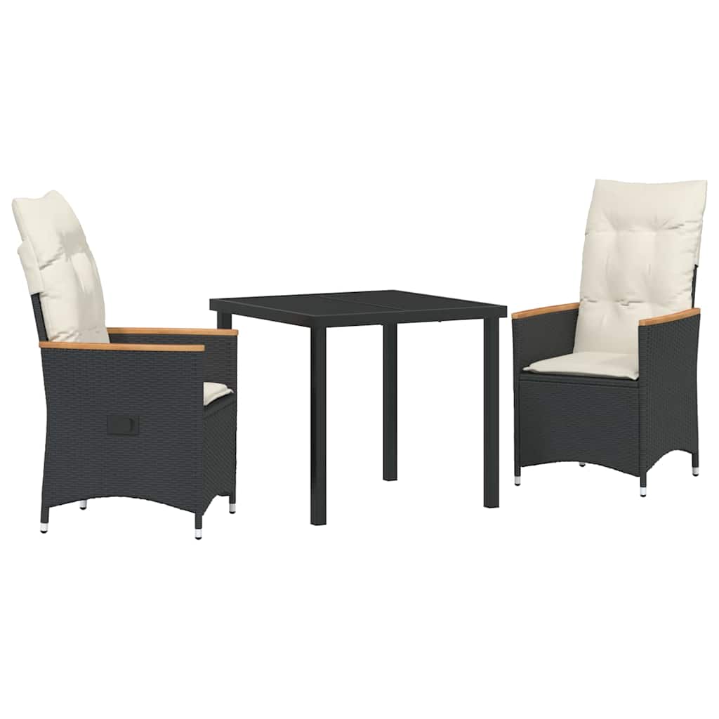 Ensemble de salle à manger pour jardin 3 pcs Noir polyrotin - XIOS