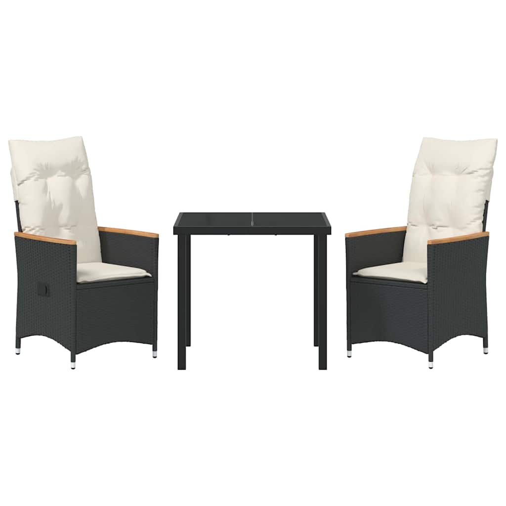 Ensemble de salle à manger pour jardin 3 pcs Noir polyrotin - XIOS