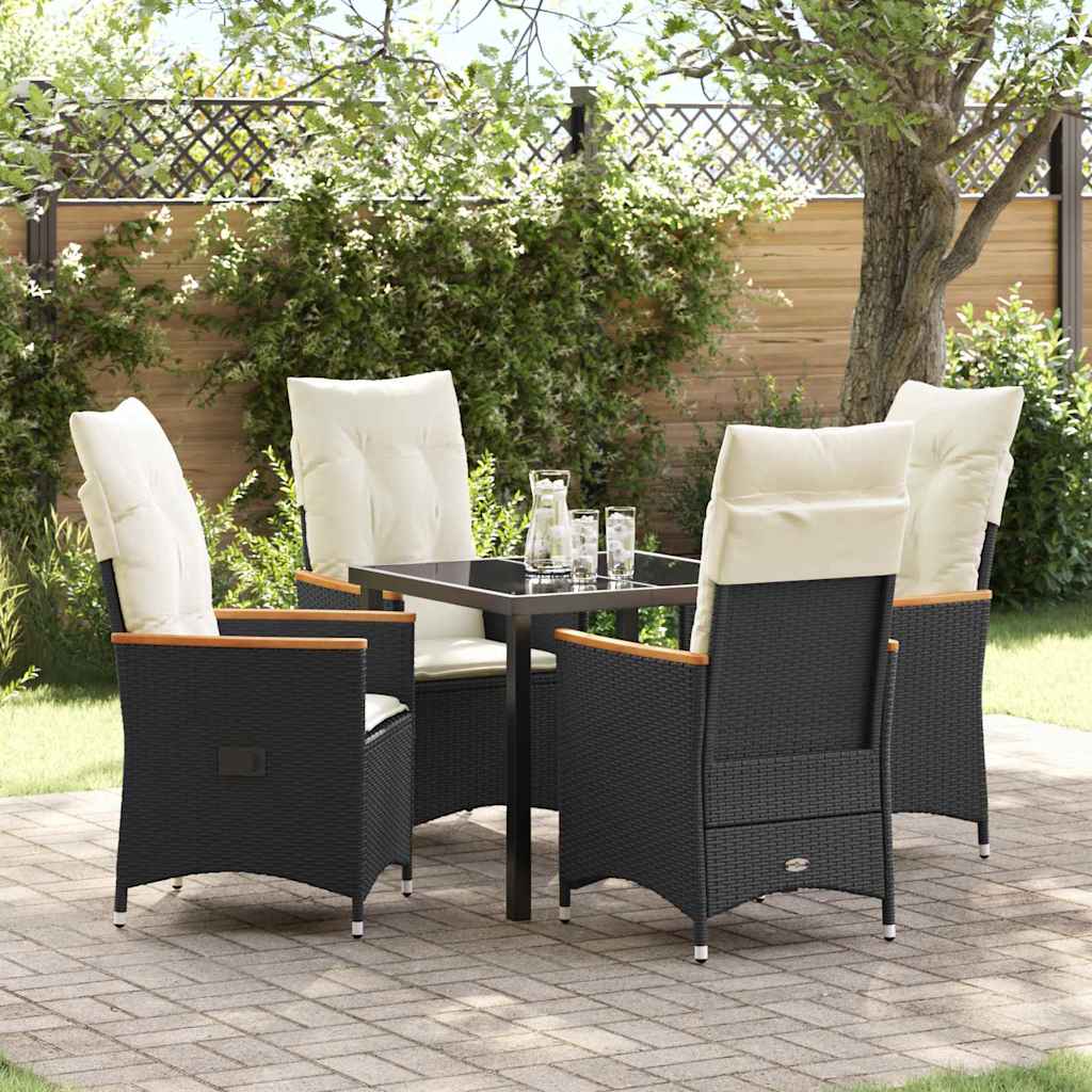 Ensemble de salle à manger pour jardin 5 pcs Noir polyrotin - XIOS