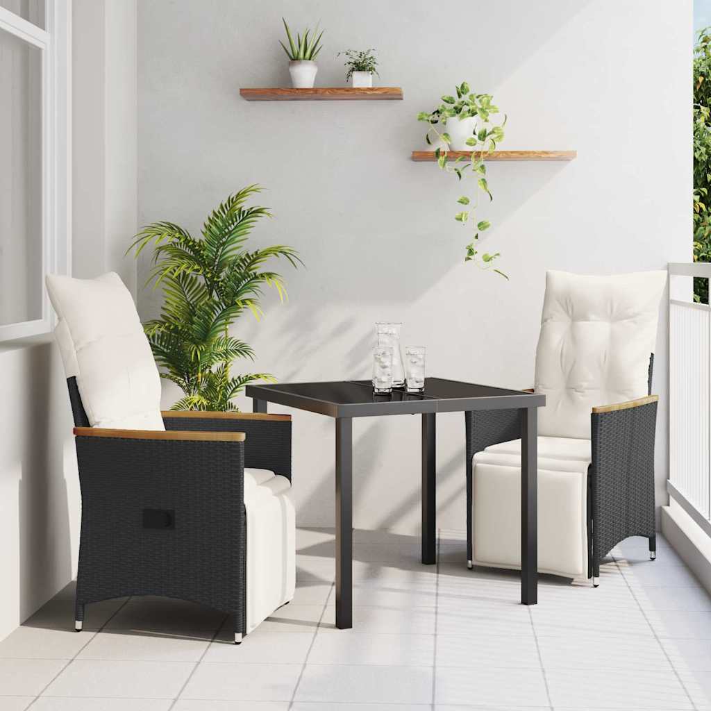 Ensemble de salle à manger pour jardin 3 pcs Noir polyrotin - XIOS