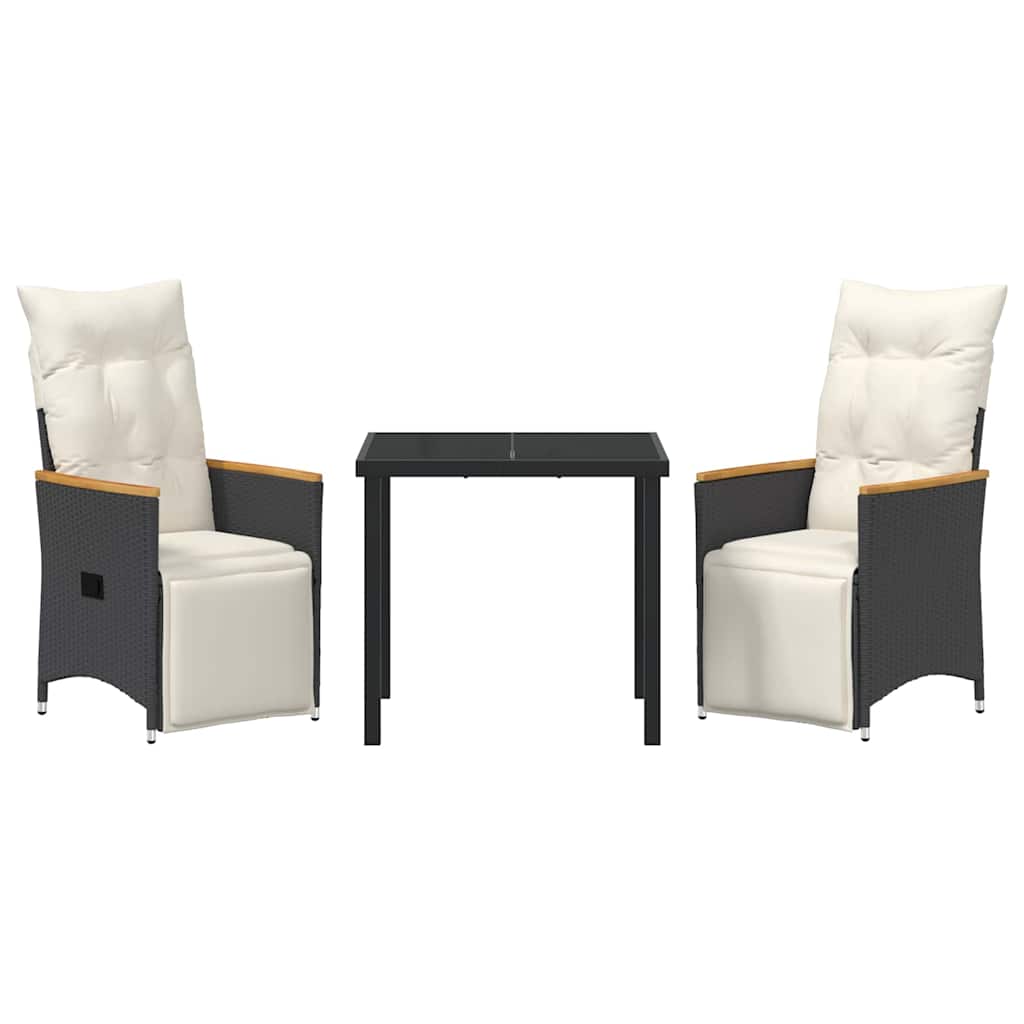 Ensemble de salle à manger pour jardin 3 pcs Noir polyrotin - XIOS