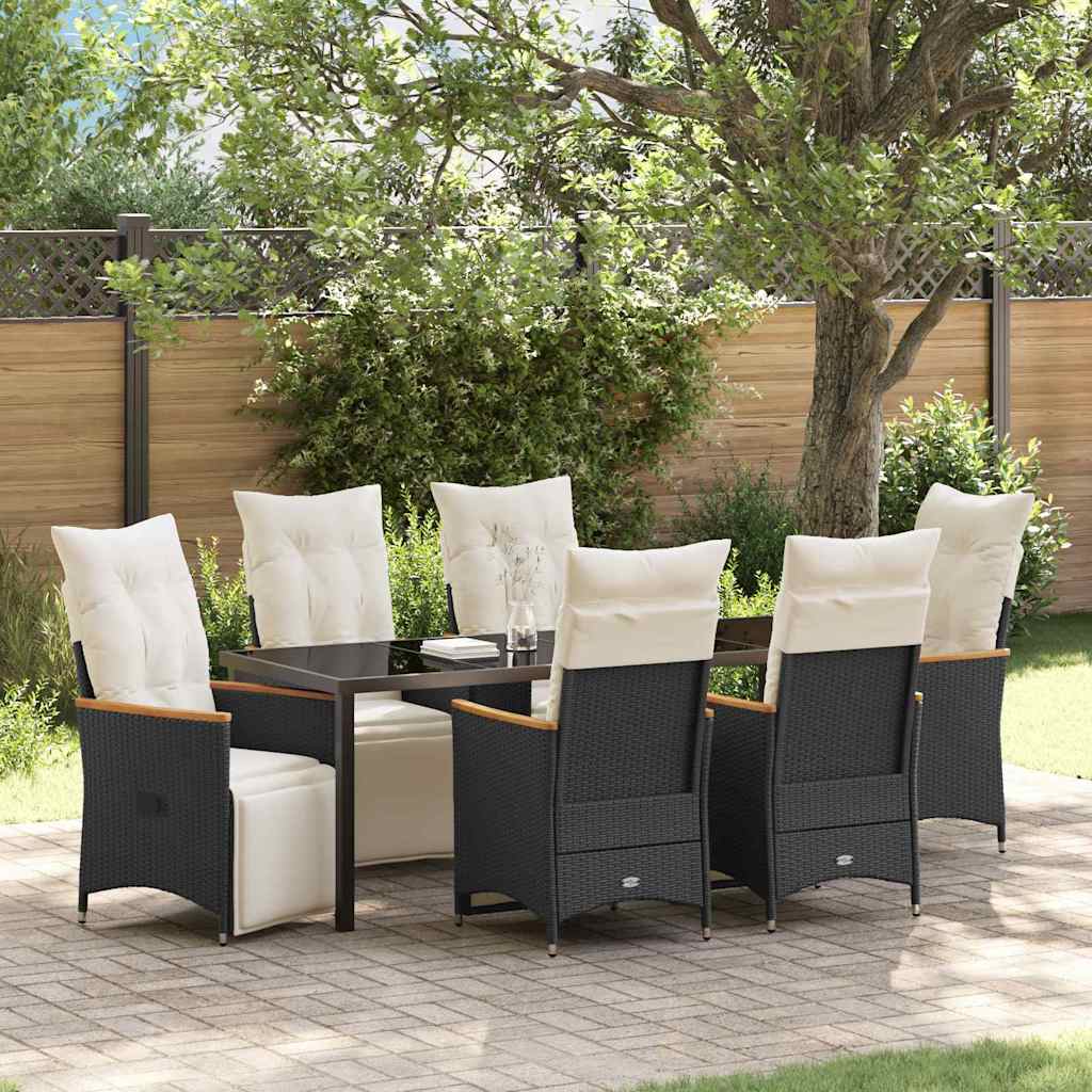 Ensemble de salle à manger pour jardin 7 pcs Noir polyrotin - XIOS