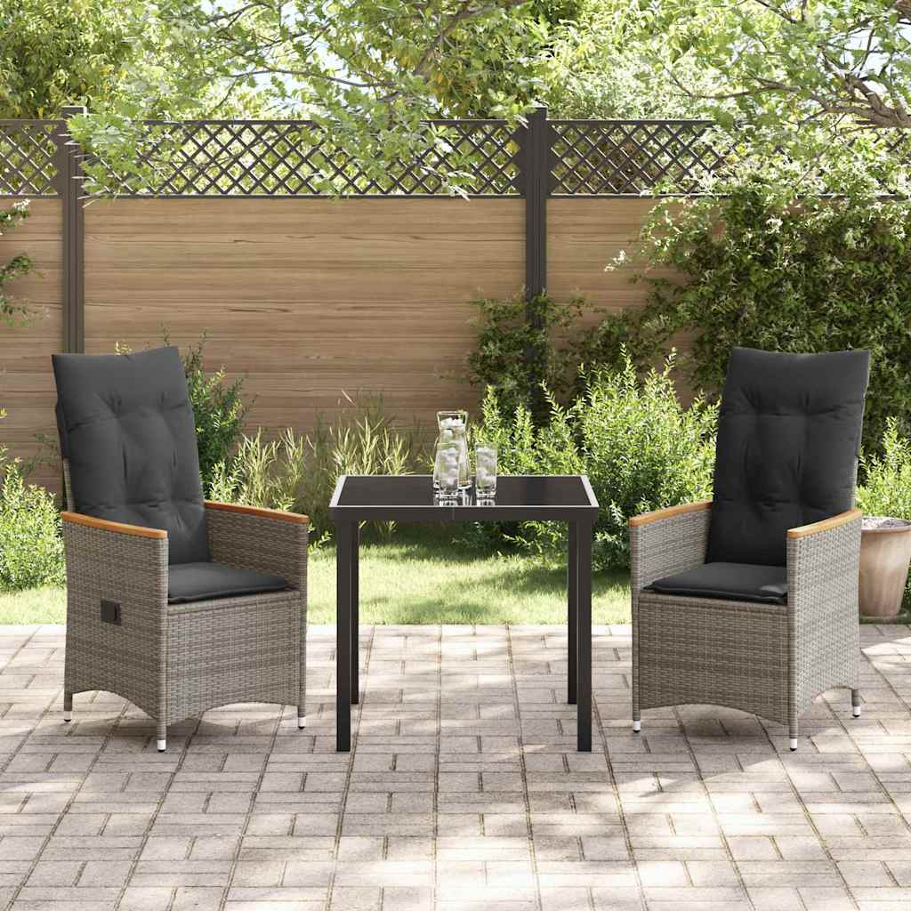Ensemble de salle à manger pour jardin 3 pcs Gris polyrotin - XIOS