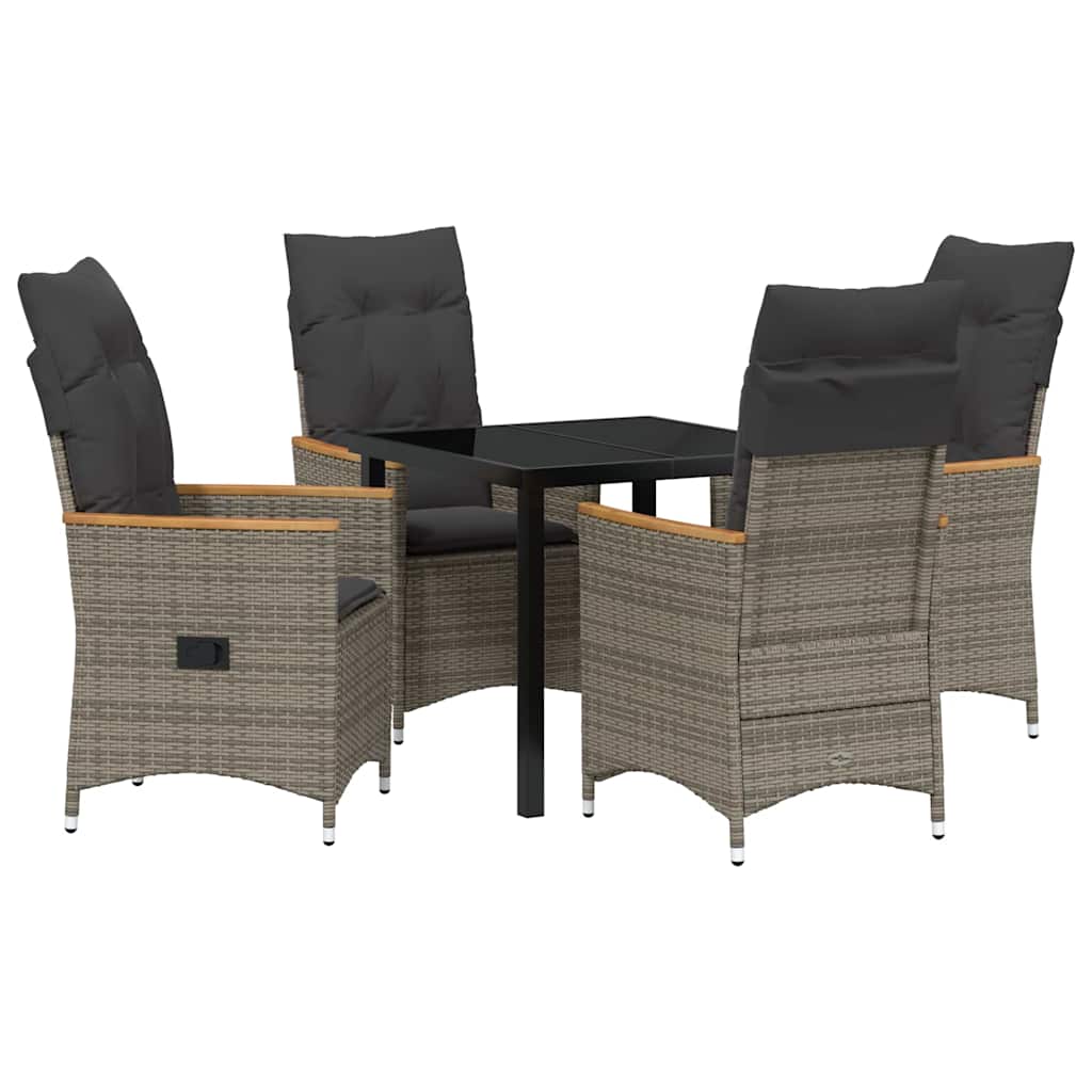 Ensemble de salle à manger pour jardin 5 pcs Gris polyrotin - XIOS
