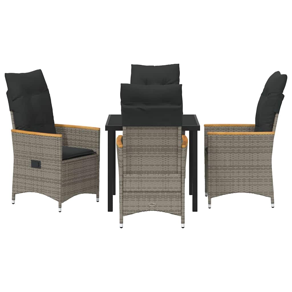 Ensemble de salle à manger pour jardin 5 pcs Gris polyrotin - XIOS