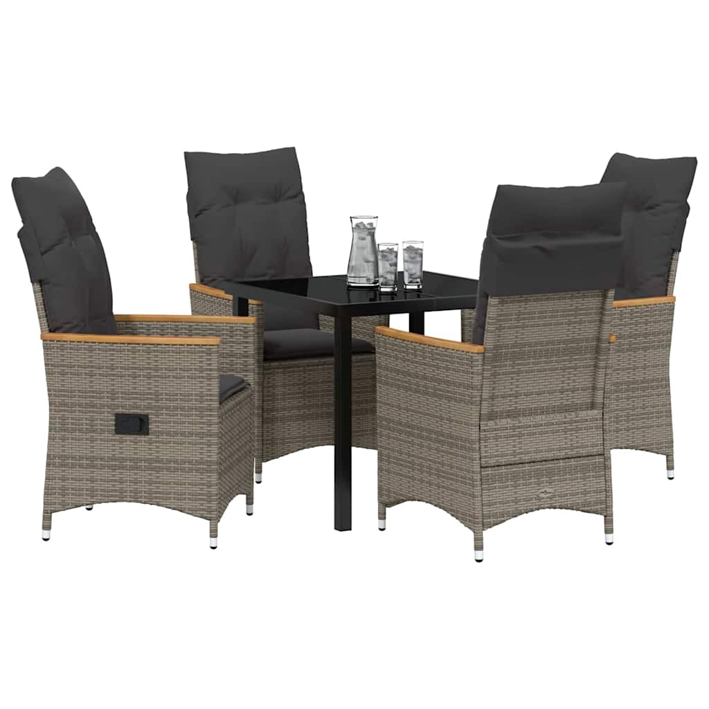 Ensemble de salle à manger pour jardin 5 pcs Gris polyrotin - XIOS