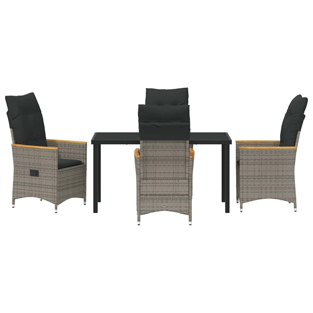 Ensemble de salle à manger pour jardin 5 pcs Gris polyrotin - XIOS