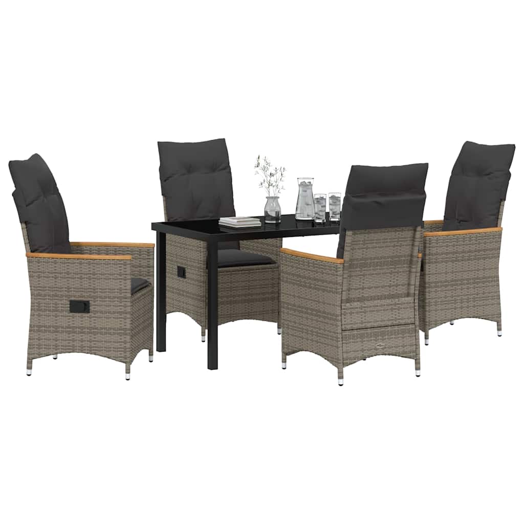 Ensemble de salle à manger pour jardin 5 pcs Gris polyrotin - XIOS