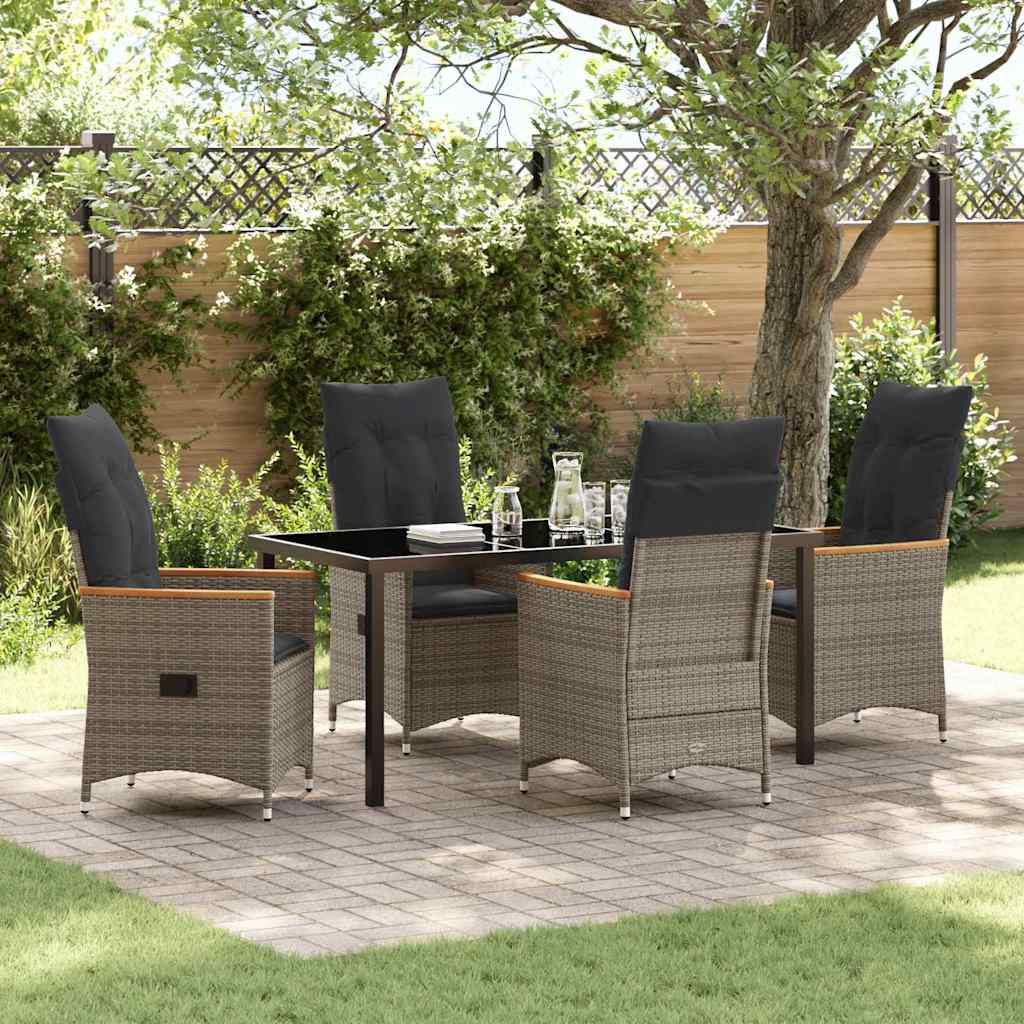 Ensemble de salle à manger pour jardin 5 pcs Gris polyrotin - XIOS