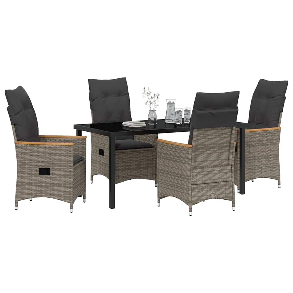 Ensemble de salle à manger pour jardin 5 pcs Gris polyrotin - XIOS