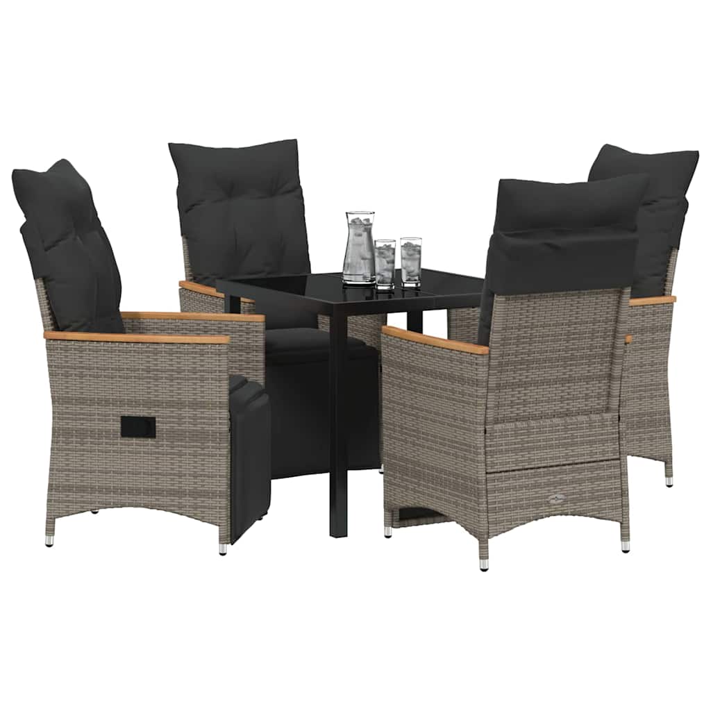Ensemble de salle à manger pour jardin 5 pcs Gris polyrotin - XIOS