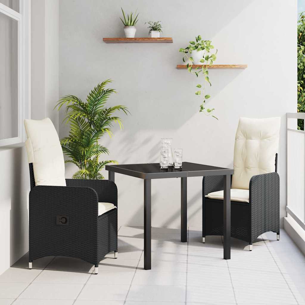 Ensemble de salle à manger pour jardin 3 pcs Noir polyrotin - XIOS