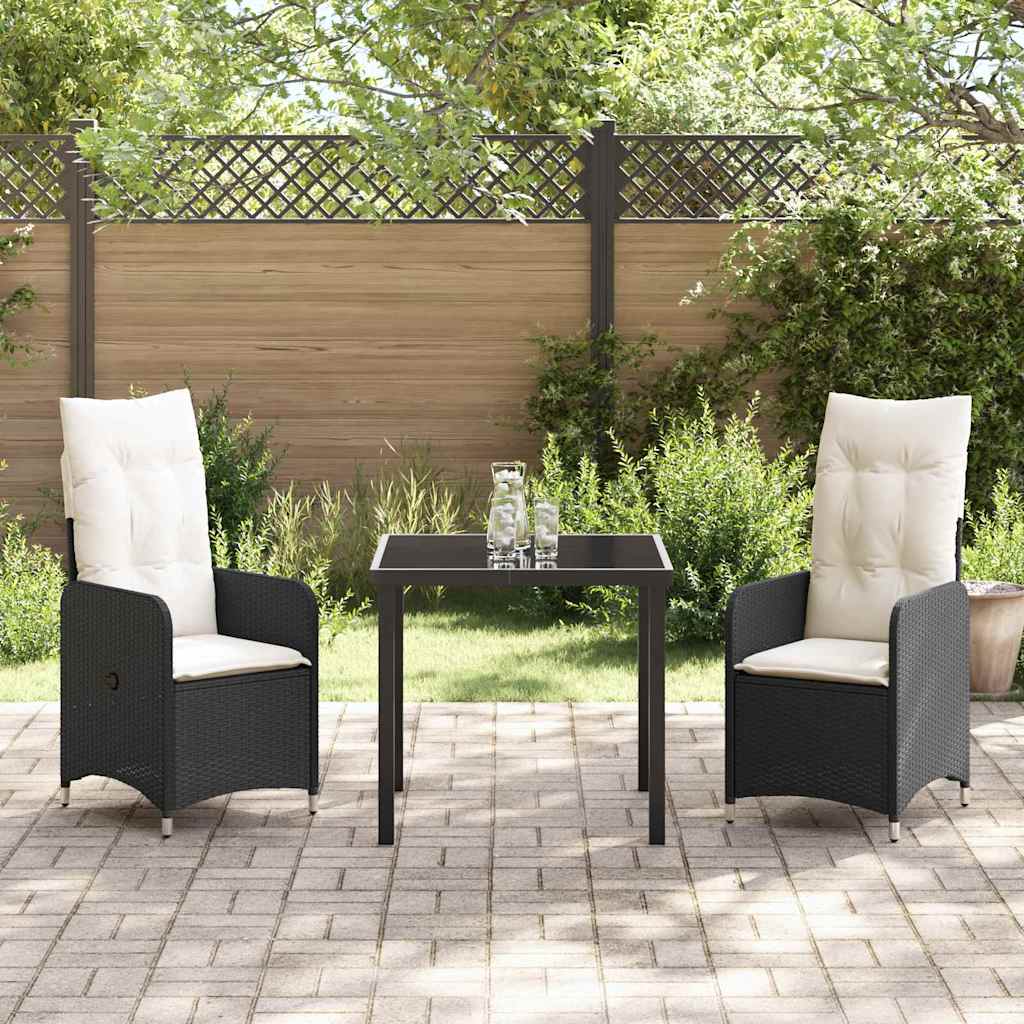 Ensemble de salle à manger pour jardin 3 pcs Noir polyrotin - XIOS