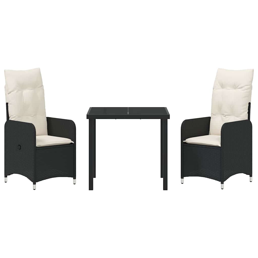 Ensemble de salle à manger pour jardin 3 pcs Noir polyrotin - XIOS