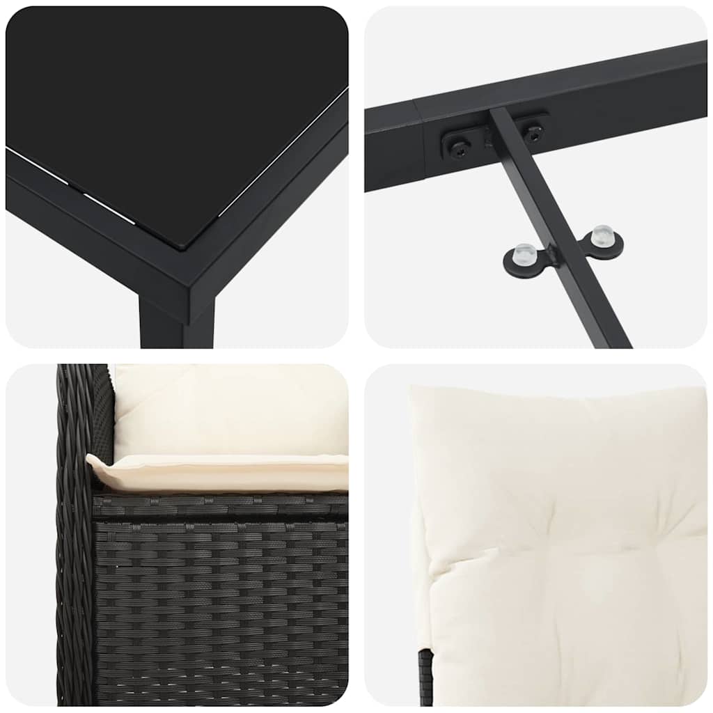 Ensemble de salle à manger pour jardin 5 pcs Noir polyrotin - XIOS