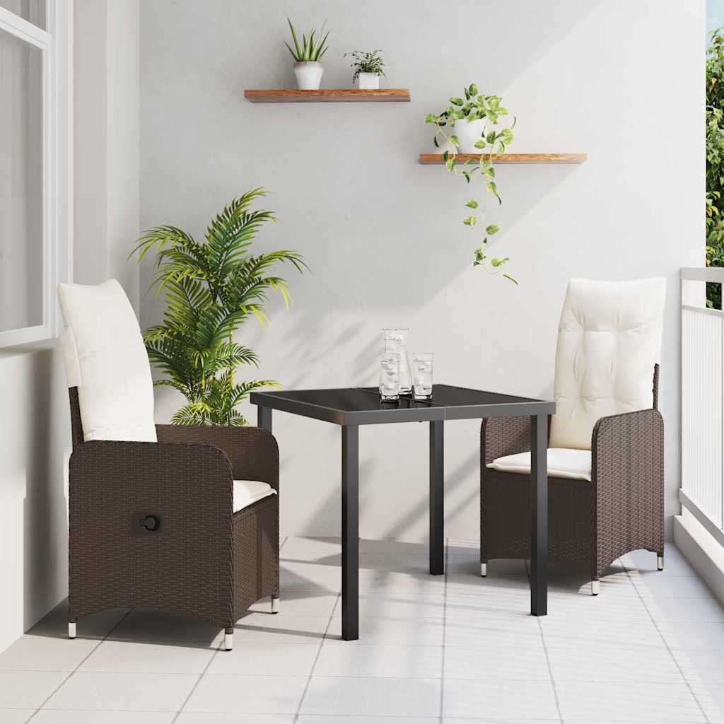 Ensemble de salle à manger pour jardin 3 pcs Marron polyrotin - XIOS