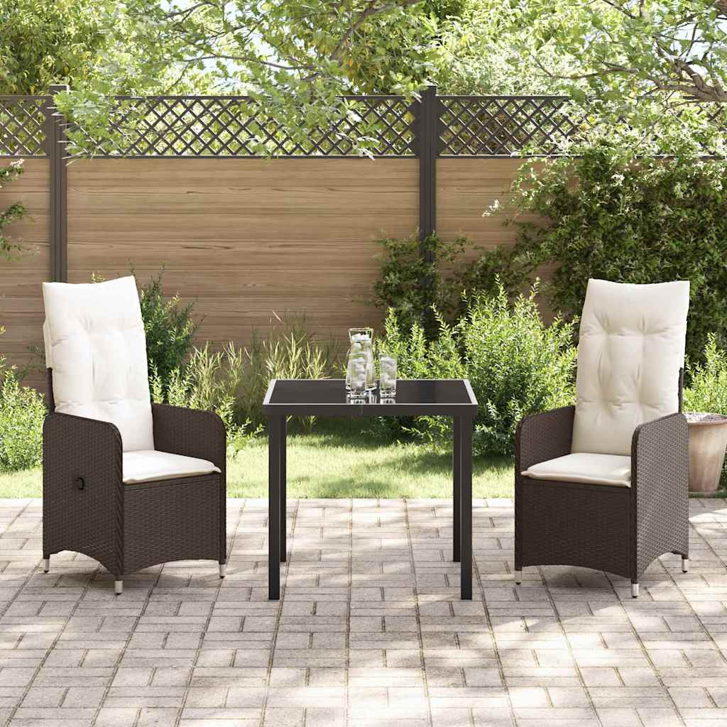 Ensemble de salle à manger pour jardin 3 pcs Marron polyrotin - XIOS