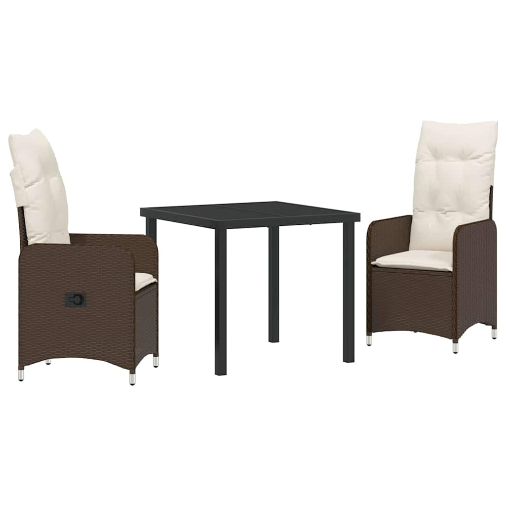 Ensemble de salle à manger pour jardin 3 pcs Marron polyrotin - XIOS