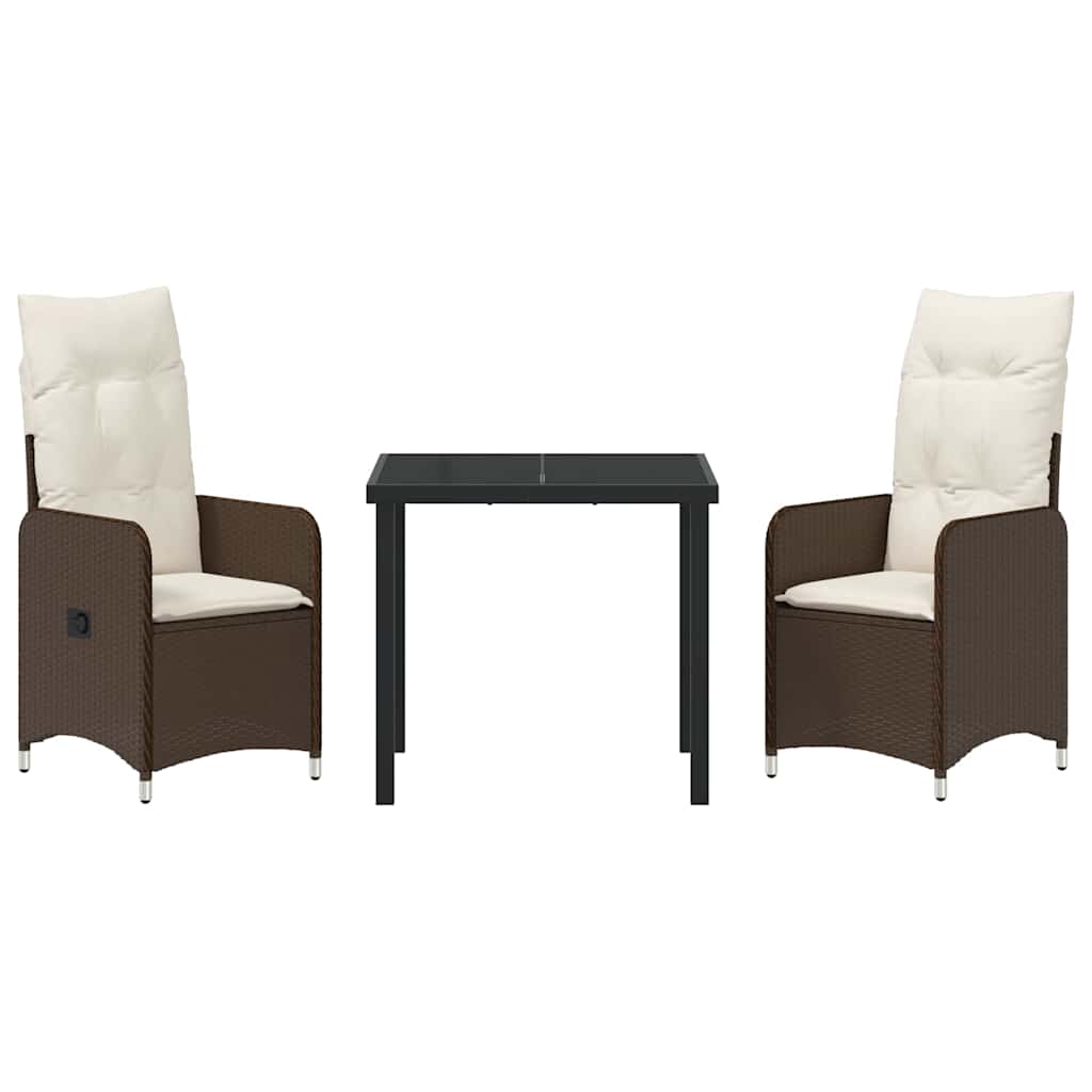 Ensemble de salle à manger pour jardin 3 pcs Marron polyrotin - XIOS