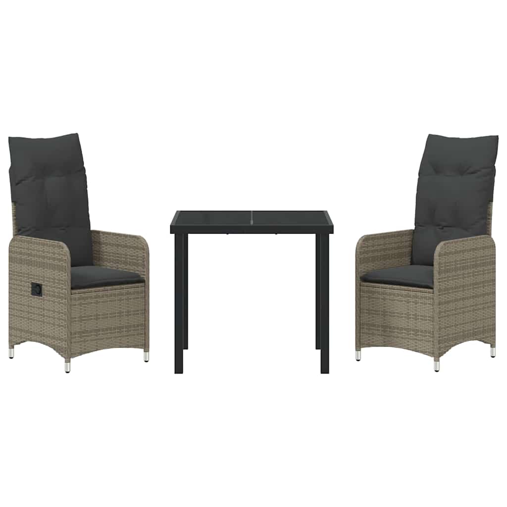 Ensemble de salle à manger pour jardin 3 pcs Gris polyrotin - XIOS
