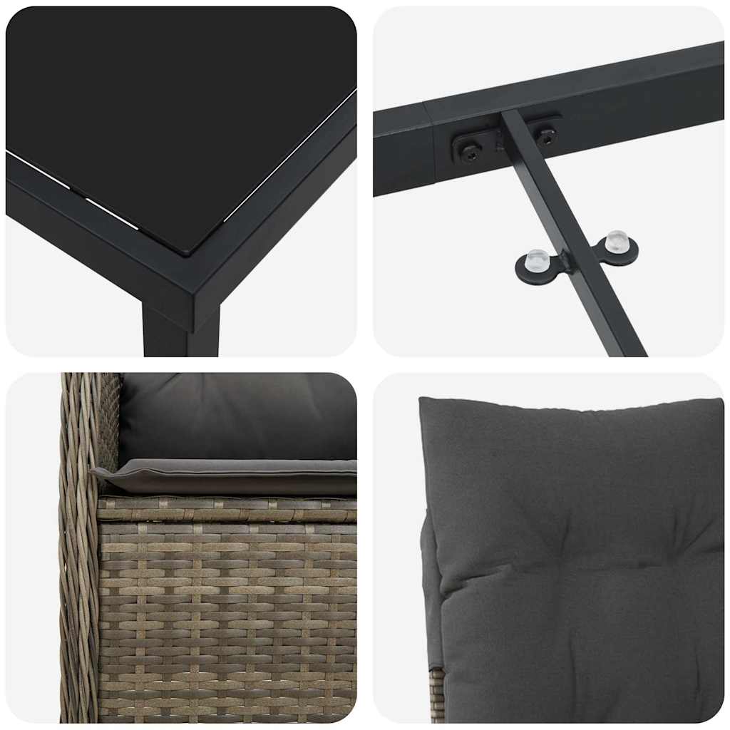 Ensemble de salle à manger pour jardin 5 pcs Gris polyrotin - XIOS