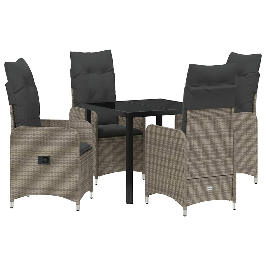 Ensemble de salle à manger pour jardin 5 pcs Gris polyrotin - XIOS