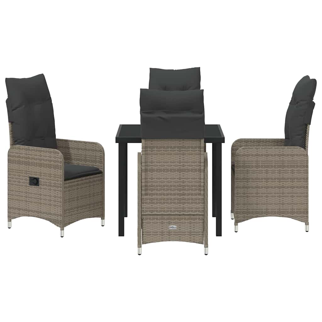 Ensemble de salle à manger pour jardin 5 pcs Gris polyrotin - XIOS