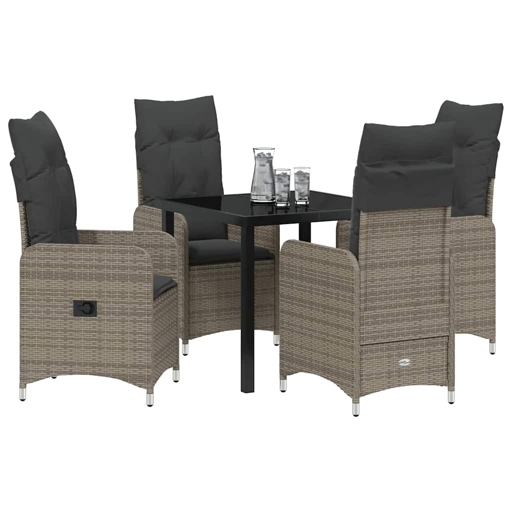 Ensemble de salle à manger pour jardin 5 pcs Gris polyrotin - XIOS