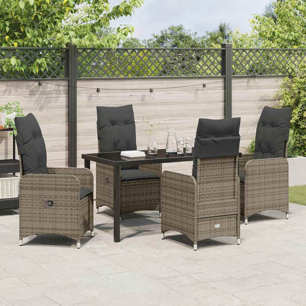 Ensemble de salle à manger pour jardin 5 pcs Gris polyrotin - XIOS