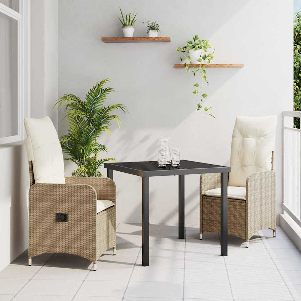 Ensemble de salle à manger pour jardin 3 pcs Beige polyrotin - XIOS