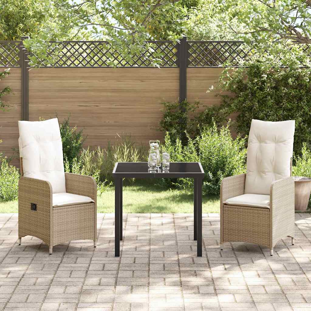 Ensemble de salle à manger pour jardin 3 pcs Beige polyrotin - XIOS