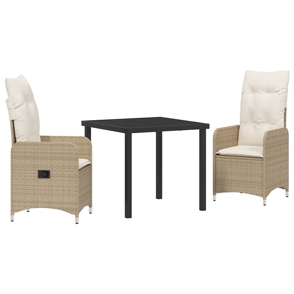 Ensemble de salle à manger pour jardin 3 pcs Beige polyrotin - XIOS