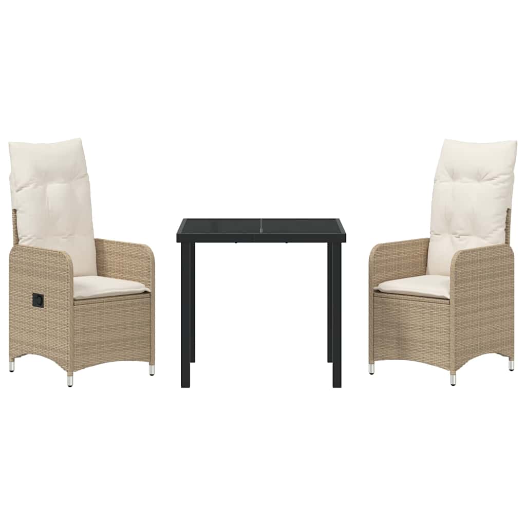 Ensemble de salle à manger pour jardin 3 pcs Beige polyrotin - XIOS