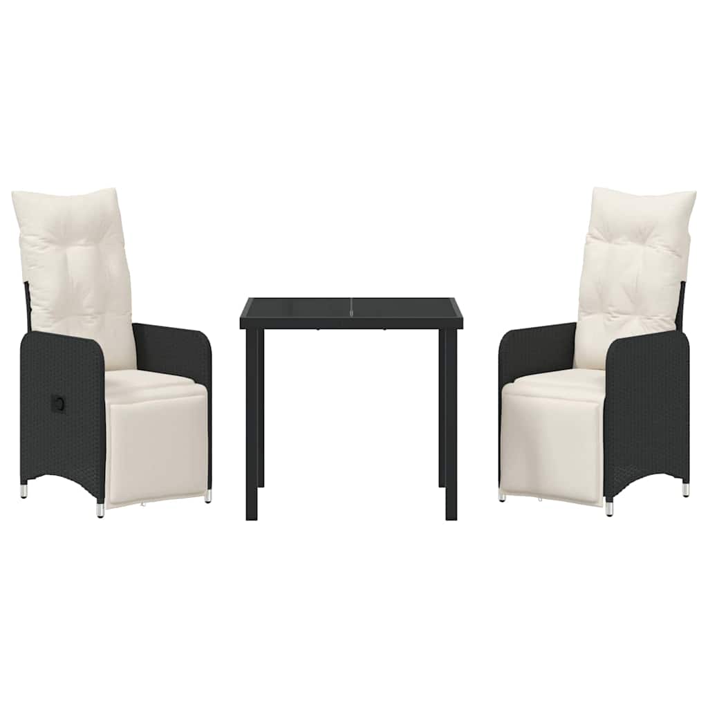 Ensemble de salle à manger pour jardin 3 pcs Noir polyrotin - XIOS